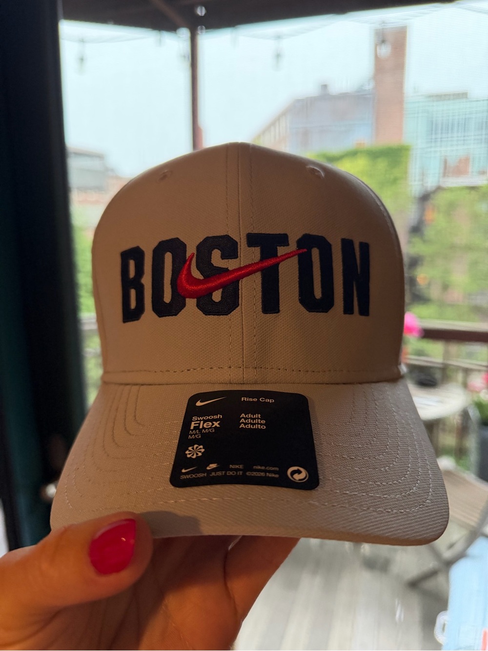 Nike Grey Boston Flexfit Hat with Red Swoosh